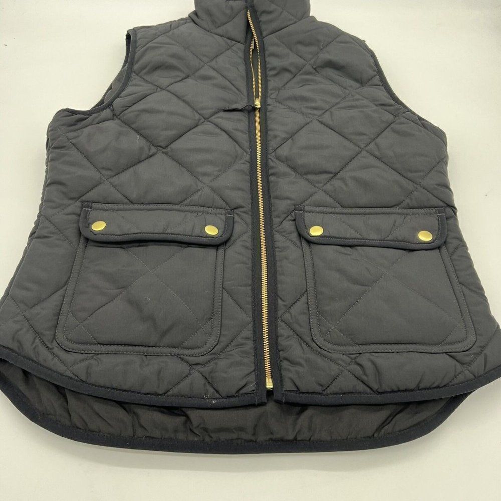 J Crew Vest Womens Small Quilted Excursion Full Zip Black Lightweight Puffer